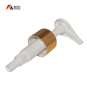 New design wholesale gold aluminum covered plastic lotion pump 24/410 for bottles