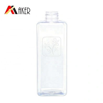 2020 new arrivals square clear 500ml PET plastic cosmetic shower gel body wash bottle with lotion pump