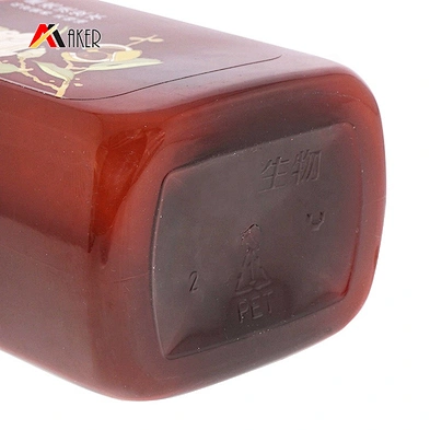 Custom 400ml amber square PET plastic empty shampoo lotion bottle with luxurious gold aluminum covered lotion pump