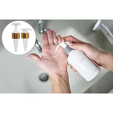 Factory supply gold aluminum covered plastic lotion pump 24/410 for cosmetic bottles
