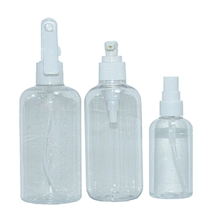 Custom HDPE PET PETG plastic handwash / sanitizer spray bottles with trigger sprayer / lotion pump