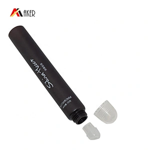 Wholesale 20g dark brown eye cream cosmetic LDPE plastic tube packaging with clear plastic screw cap