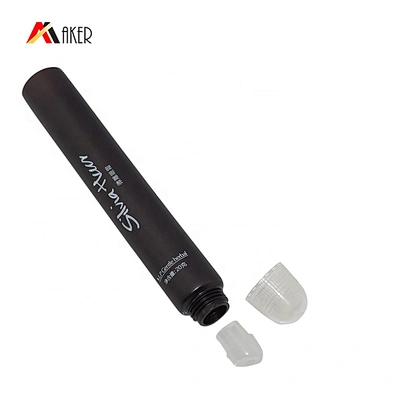 Wholesale 20g dark brown eye cream cosmetic LDPE plastic tube packaging with clear plastic screw cap