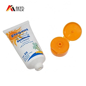 Wholesale price 60g  white round sunblock plastic cosmetic cream tube manufacturers with flip top cap