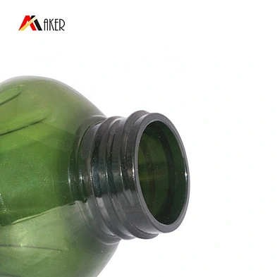 New wholesale 700ml green unique shape beverage bottle empty plastic pet juice bottle with screw cap