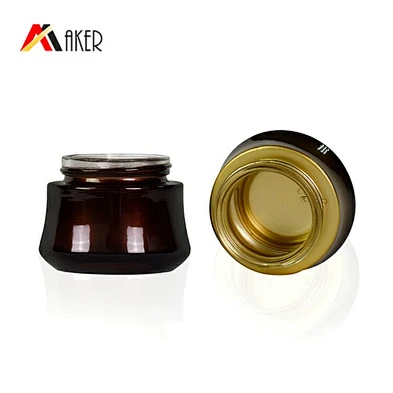 wholesale 30g 50g 1oz 2oz  black gradient gold alumite cap glass lotion eye cream cosmetic packaging skincare jar