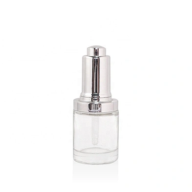 Luxury clear 100ml square cosmetic crystal glass serum oil bottle with electroplated press dropper