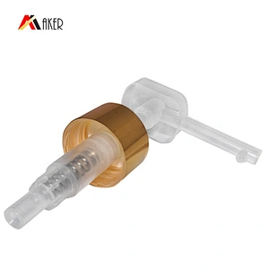 China manufacturer clear 28/410 gold aluminum covered plastic lotion pump