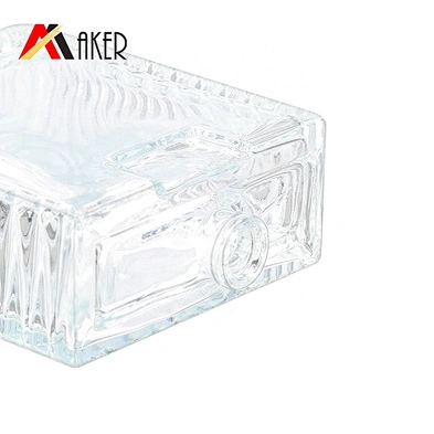 New design 100ml clear square crystal perfume glass bottle packaging with gold aluminum mist sprayer and acrylic cap