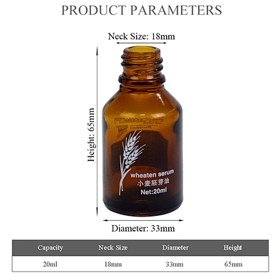wholesale 20ml glass essential oil dropper bottle personal care packaging green amber  glass slant shoulder bottle