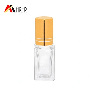 Newest design square shape empty clear 3ml roll on glass bottle for perfume oil with roller and cap