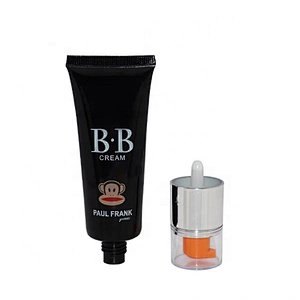 wholesale 50ml black color round cosmetic packaging nude BB cream squeeze tube with airless pump