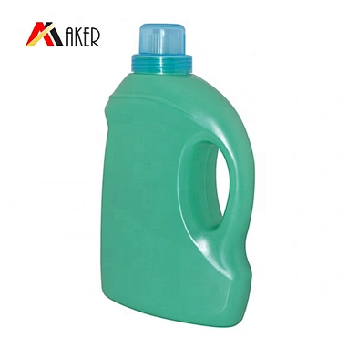 Factory wholesale price empty 2L HDPE green plastic laundry detergent bottle with cap