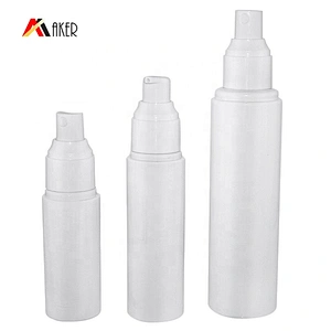 Hot sale 50ml white body mist PET plastic perfume spray bottle packaging with plastic mist sprayer or cream pump