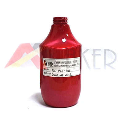 Custom High Capacity 750ml Red Color PET Plastic Refillable Shampoo Bottles with Pump