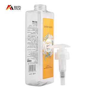 Empty 500ml 550ml clear square shape PET plastic lotion shampoo bottle with pump