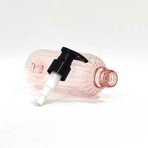 2020 New arrival unique shape semi-transparent pink 297ml plastic bottle lotion bottle  pet bottle with lotion pump