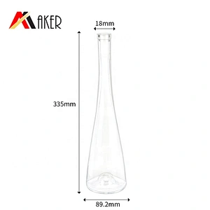 China supplier 500ml slim clear empty fruit sparkling champagne wine glass bottle with polymer rubber stopper