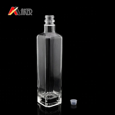 Wholesale price 500ml clear glass square shape empty wine bottle with cork