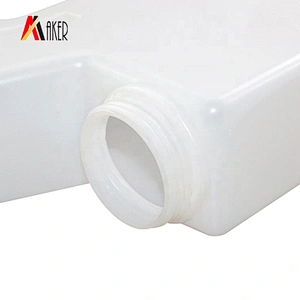 Empty 1L white square HDPE liquid laundry detergent plastic bottle packaging with handle