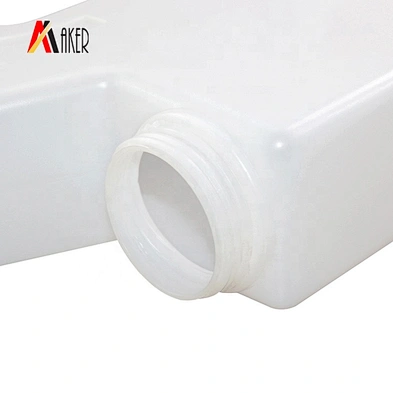 Empty 1L white square HDPE liquid laundry detergent plastic bottle packaging with handle