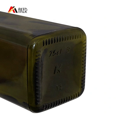 New arrival wholesale 750ml matte dark green square olive oil glass bottle
