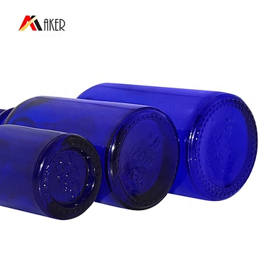 Wholesale 10ml 30ml 1oz blue essential oil glass dropper bottle with aluminum dropper