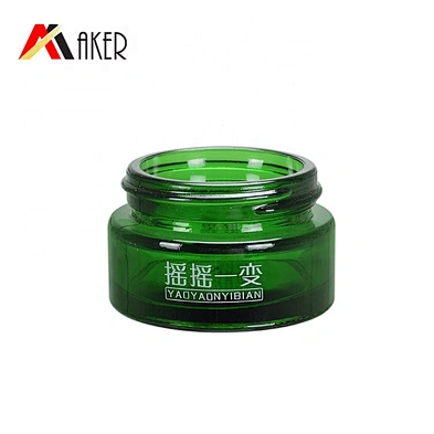 Fashion design 20ml semi-transparent green empty cosmetic cream glass jar with luxury gold color screw cap