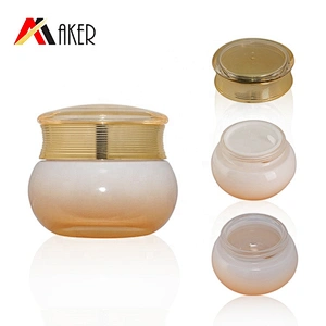 Luxury 50ml round empty cosmetic glass face cream jar with electroplated screw cap in stock