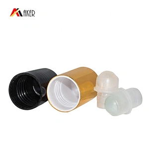 Empty clear round 5ml roll on glass bottle with gold aluminum cap