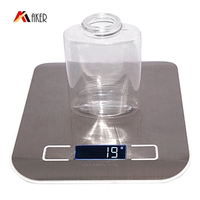 Wholesale 100ml clear empty baby talcum powder PETG plastic bottle with black plastic screw cap and plug