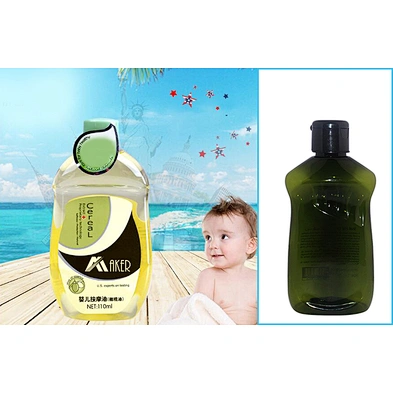 Hottest design semi transparent green empty 250ml PET plastic massage oil bottle with flip top lid