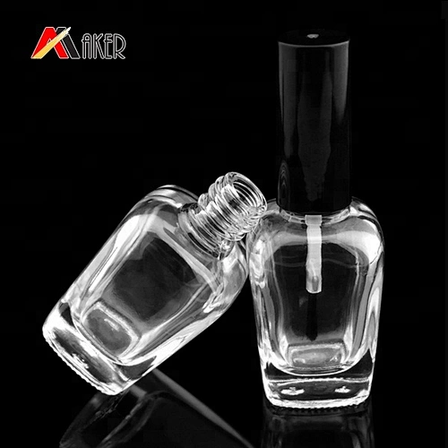 Wholesale custom shape clear empty 15ml nail polish glass bottle with brush