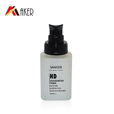 New design 30ml frosted square glass lotion bottle facial toner bottle with black plastic cream pump and whole cover