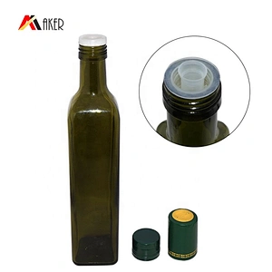 Hot Sale Custom 500ml Square Shape Dark Green Glass Bottle For Olive Oil