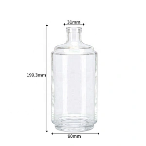 800ml round shape clear empty wine glass bottle with cork