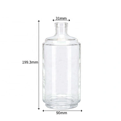 800ml round shape clear empty wine glass bottle with cork