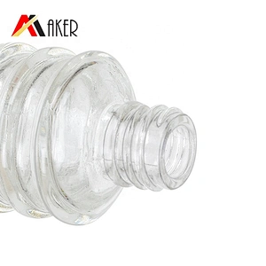 New design empty 5ml clear cosmetic glass nail polish bottle with black screw cap and brush