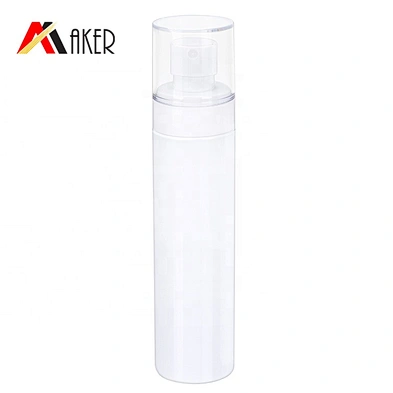 In stock 100ml 150ml cylinder round white PET plastic cosmetic skin care spray bottle with mist sprayer