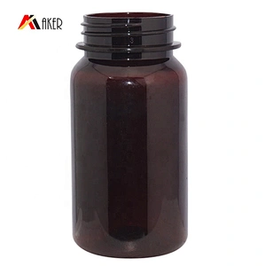150ml amber round shape PET plastic medicine pill bottle with screw lid