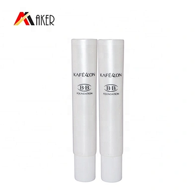 Empty small capacity white round long nozzle cosmetic eye cream plastic packaging tube