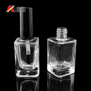 10ml empty square shaped clear nail polish glass bottle with brush cap