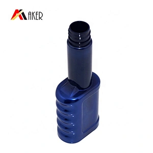 Engine Oil Bottle Wholesale Price Custom Design 80ml Special Shape Pet Plastic Screen Printing Motor Oil Screw Cap Dark Blue