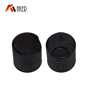 Wholesale price 24/410 round black PP plastic disc top cap for bottle