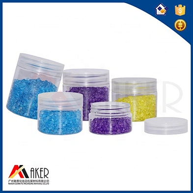 Empty transparent 50ml wide mouth plastic PET cream jar cosmetic container with screw top lid