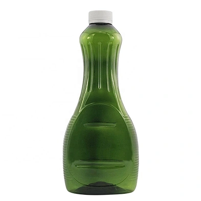 New wholesale 700ml green unique shape beverage bottle empty plastic pet juice bottle with screw cap