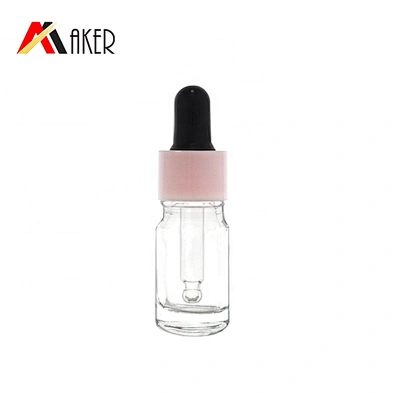 2019 New transparent 5ml face cosmetic essential oil glass serum dropper bottle with protective cap