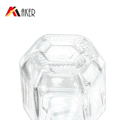 Wholesale hexagonal transparent 10ml roll on glass bottle with glass roller ball for perfume essential oil