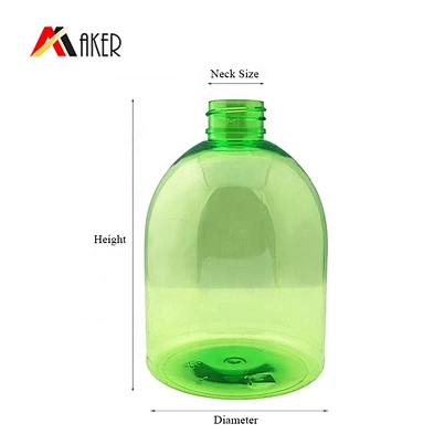 Wholesale custom design 500ml empty green round pet plastic hand wash bottle with pump