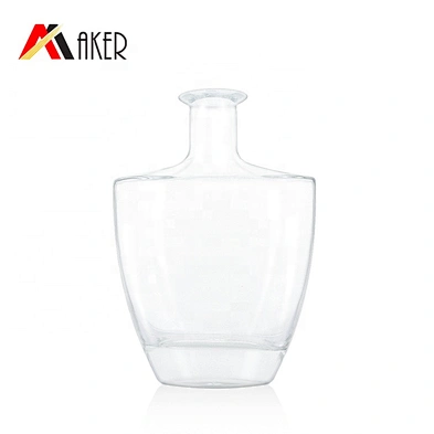 China factory empty customized unique shape clear crystal brandy XO wine glass bottle with cork
